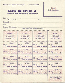 Rantsoenkaart 'Carte de Savon A'