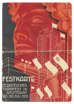 Festkarte - 15. Deutsches Turnfest in Stuttgart 22.-30. Juli 1933