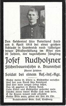 Doodsprentje van 'Josef Rudholzner'