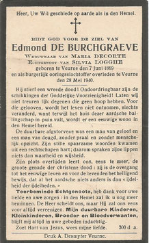 Doodsprentje van 'Edmond De Burchgraeve'