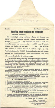 Blanco document vaststelling oorlogsschade - Gemeente De Panne - 1942