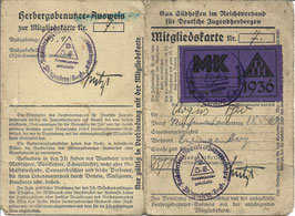 Herbergsbenutzer-Ausweis / Mitgliedskarte - 1936