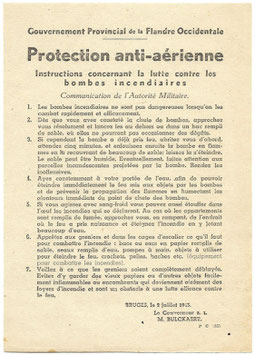 Protection anti-aérienne - Instructions concernant la lutte contre les bombes incendiaires