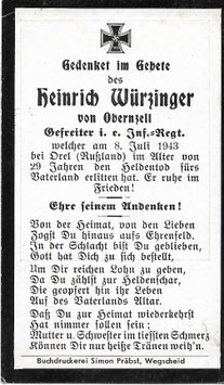Doodsprentje van 'Heinrich Würzinger'