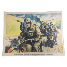 Affiche - 'Un détachement de motocyclistes, de l'armée britannique, équipés de fusils mitrailleurs'
