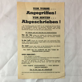 Geallieerd pamflet 'Von vorne... Angegriffen! Von Hinten... Abgeschrieben!'