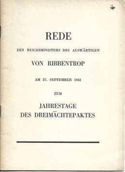Rede des Reichsministers des Auswärtigen Von Ribbentrop - 1942