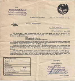 Werkluftschutz - oproepingsbrief - 1941