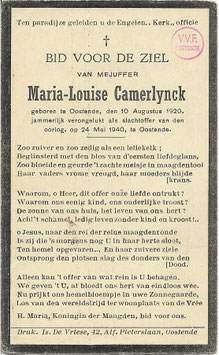 Doodsprentje van 'Maria-Louise Camerlynck'