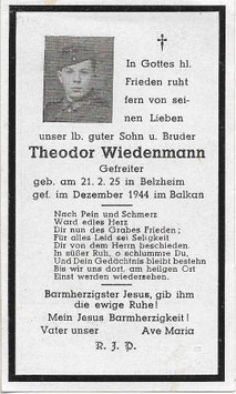 Doodsprentje van 'Theodor Wiedenmann'