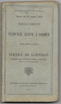 Armée française - Règlement du service dans l'armée - 1940