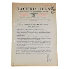 Nachrichten des Reichsministers für Bewaffnung und Munition - Nr. 1 1942