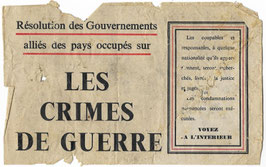Geallieerd pamflet 'Les Crimes de Guerre - Traitres, prenez Garde!'