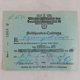 Winterhilfswerk des deutschen Volkes 1935/36 - Geldspenden-Quittung