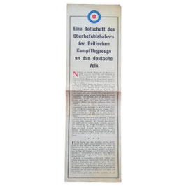 Brits pamflet 'Eine Botschaft des Oberbefehlshabers der britischen Kampfflugzeuge an das deutsche Volk'