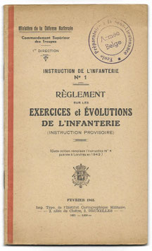 Belgische leger - Instruction de l'infanterie N°1 - Règlement sur les exercices et évolutions de l'infanterie