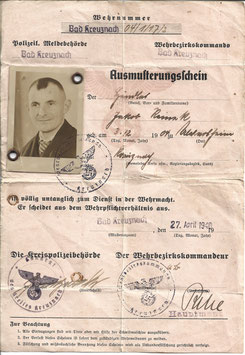 Wehrmacht - Ausmusterungsschein - 1940