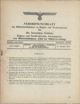Verordnungsbaltt des Militärbefehlsbabers in Belgien und Nordfrankreich - 1943