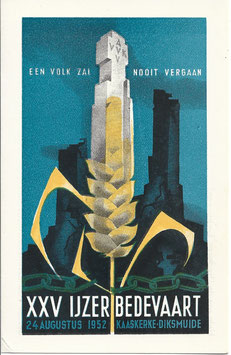Postkaart '25e Ijzerbedevaart' - 1952