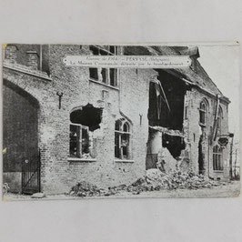 Guerre de 1914 - Pervyse (Belgique) La Maison Communale détruite par le bombardement