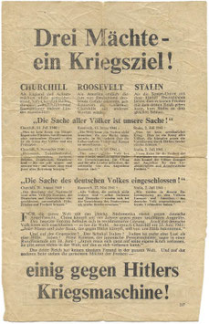 Geallieerd pamflet 'Drei Mächte - ein Kriegsziel!'