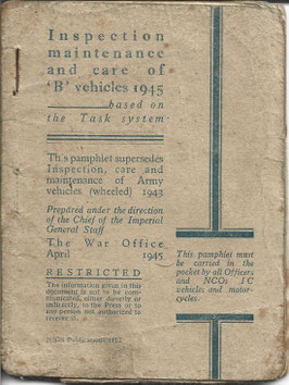 Inspection, maintenance and care of 'B' Vehicles - 1945