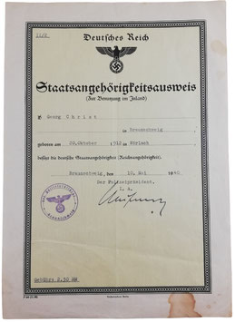 Deutsches Reich - Staatsangehörigkeitsausweis - 1940
