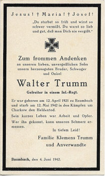 Doodsprentje van 'Walter Trumm'