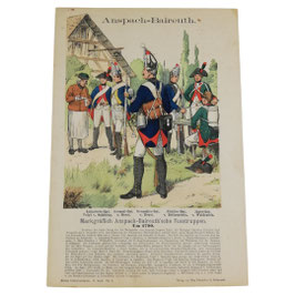 Prent uniformkunde - 'Anspach-Baireuth - Markgräflich Anspach-Baireuth'sche Fusstruppen'