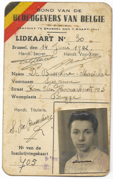 Lidkaart - bloedgevers van België - 1942