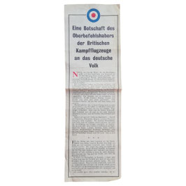 Brits pamflet 'Eine Botschaft des Oberbefehlshabers der britischen Kampfflugzeuge an das deutsche Volk'