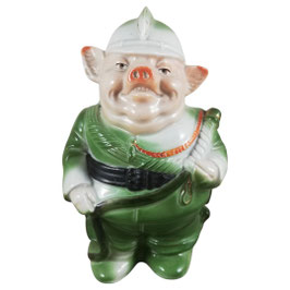 Porseleinen Varkensfiguur als Brandweerman