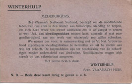 Winterhulp - VNV - oproepingskaart
