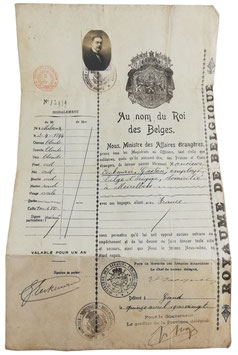 Royaume de Belgique - diplomatieke  'laissez-passer' - 1920