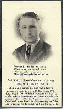 Doodsprentje van 'Henri Christiaen'