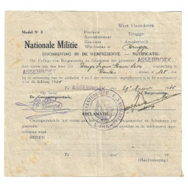 Nationale Militie - Inschrijving in de werfreserve - Assebroek - 1945