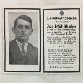 Deathcard of 'Jos. Mühlthaler'