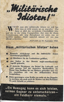 Geallieerd pamflet 'Militärische Idioten!' - 1943