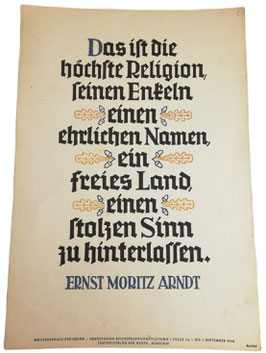 Wochenspruch der NSDAP - Das ist die höchste Religion,... - 1940