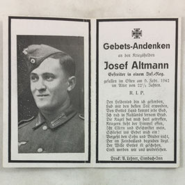 Deathcard of 'Josef Altmann'