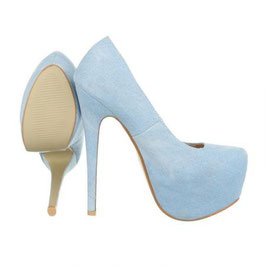 Gr. 36-38 Plateau Pumps hellblau mit Glitzer