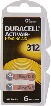 Batterie  Duracell Activair 312 per apparecchi acustici protesi acustiche