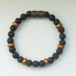 Armband aus Lava mit Kupferrondellen