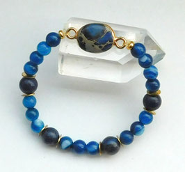 Armband Jaspis-Top, Achat + Lapislazuli