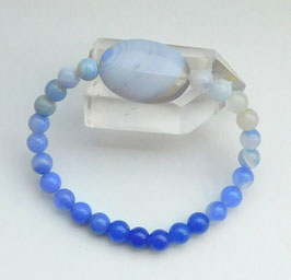 Armband in blauem Farbverlauf, ovales Achat-Top