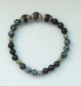 Armband aus Schneeflockenobsidian und Onyx