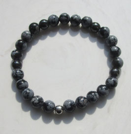 Zierliches Armband aus Schneeflockenobsidian mit Magnetperlen
