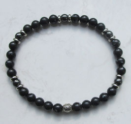 Armband aus Schneeflockenobsidian mit Magnetperlen