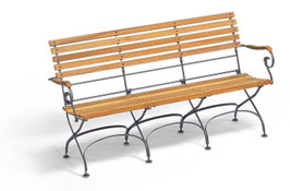 WEISHÄUPL Classic Bank 3 Sitzer mit Armlehnen - Teakholz