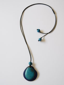 Tagua Kette "Conchaloe", blau-türkis, verstellbar/ Tagua Necklace "Conchaloe", blue-turquose, adjustable